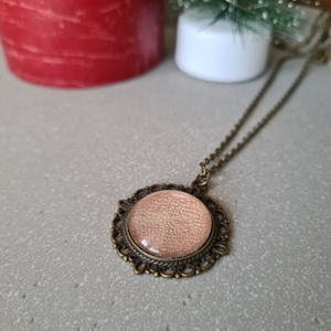 Vintage púder - bronz nyaklánc - ékszer - nyaklánc - medálos nyaklánc - Meska.hu