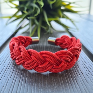Pipacs piros fonott paracord karkötő - ékszer - karkötő - fonott karkötő - Meska.hu