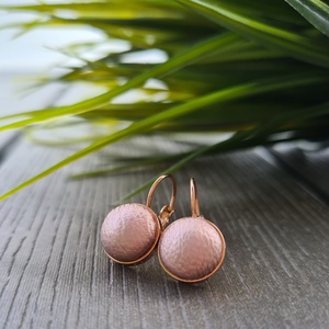 Metál púder - rosegold francia kapcsos fülbevaló - ékszer - fülbevaló - lógós kerek fülbevaló - Meska.hu