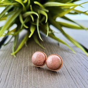 Kígyómintás metál púder - rosegold nemesacél textilbőr fülbevaló, Ékszer, Fülbevaló, Pötty fülbevaló, Ékszerkészítés, MESKA