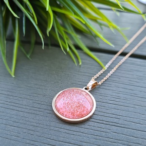 Csillogó rózsaszín - rosegold nemesacél medálos nyaklánc - ékszer - nyaklánc - medálos nyaklánc - Meska.hu