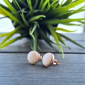 Krém - rosegold nemesacél fülbevaló - ékszer - fülbevaló - pötty fülbevaló - Meska.hu