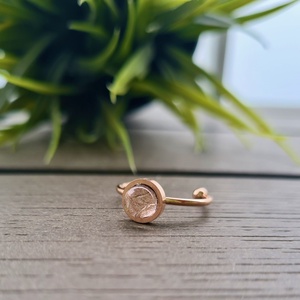 Metál púder - rosegold nemesacél textilbőr mini gyűrű - ékszer - gyűrű - szoliter gyűrű - Meska.hu