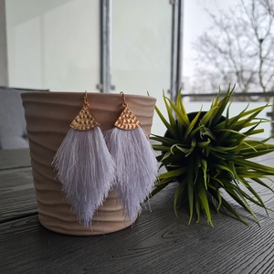 Hófehér selyem rojt fülbevaló - Meska.hu