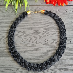 Fekete paracord fonott nyaklánc, Ékszer, Nyaklánc, Medál nélküli nyaklánc, Ékszerkészítés, MESKA