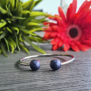 Metál tengerészkék - ezüst nemesacél karkötő - ékszer - karkötő - karperec - Meska.hu