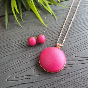 Metál pink - rosegold  fülbevaló és nyaklánc szett - ékszer - ékszerszett - Meska.hu