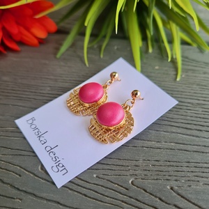Metál pink - rosegold nemesacél statement fülbevaló - ékszer - fülbevaló - lógó fülbevaló - Meska.hu