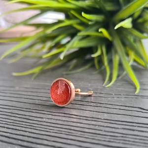 Metál tégla - rosegold nemesacél textilbőr gyűrű - ékszer - gyűrű - szoliter gyűrű - Meska.hu