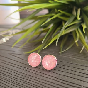 Csillogó pink - ezüst nikkelmentes fülbevaló - ékszer - fülbevaló - pötty fülbevaló - Meska.hu