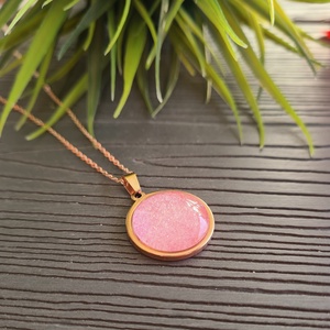 Csillogó pink - rosegold nemesacél medálos nyaklánc, Ékszer, Nyaklánc, Medálos nyaklánc, Ékszerkészítés, MESKA