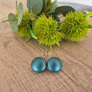 Metál zöld - ezüst franciakapcsos fülbevaló - ékszer - fülbevaló - lógó fülbevaló - Meska.hu