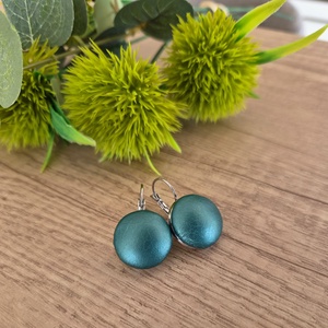 Metál zöld - ezüst franciakapcsos fülbevaló - ékszer - fülbevaló - lógó fülbevaló - Meska.hu