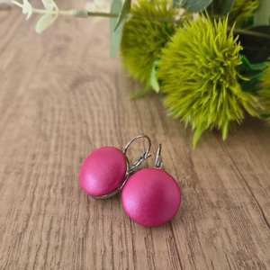 Metál pink - ezüst franciakapcsos fülbevaló - ékszer - fülbevaló - lógó fülbevaló - Meska.hu