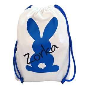 Névre szóló húsvéti zsák, kék nyuszival, zsinórral - otthon & életmód - papír, írószer - ajándékozás kellékei - ajándékzsák, csomagolás - Meska.hu