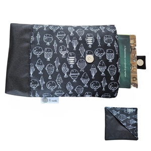 Könyvtok vízálló poliészterből - fekete halak - könyv & zene - könyvtok - Meska.hu