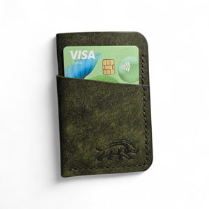 Minimalista bőr kártyatartó Xeno - oliva pueblo - táska & tok - pénztárca & más tok - pénztárca - férfi pénztárca - Meska.hu