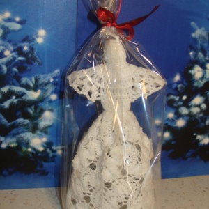 Csipkés szoknyás horgolt angyal 20 cm - Meska.hu