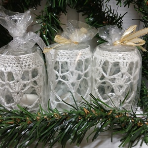 Horgolt mécsesek - karácsony - karácsonyi ajándékozás - karácsonyi ajándékcsomagolás - Meska.hu