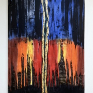 Modern absztrakt városi festmény - művészet - festmény - akril - Meska.hu