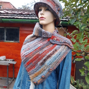  Kalap, sál, szett, horgolt, kötött: Toszkána - ruha & divat - női ruha - poncsó - Meska.hu