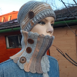 Férfi sapka, fiú szett,  sál, horgolt, kötött - ruha & divat - sál, sapka, kendő - sapka & sál szett - Meska.hu
