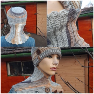 Férfi sapka, fiú szett,  sál, horgolt, kötött - ruha & divat - sál, sapka, kendő - sapka & sál szett - Meska.hu