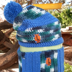 Férfi sapka, sál, szett, horgolt, kötött,  - ruha & divat - sál, sapka, kendő - sapka & sál szett - Meska.hu