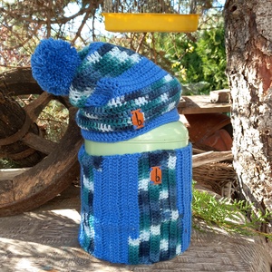 Férfi sapka, sál, szett, horgolt, kötött,  - ruha & divat - sál, sapka, kendő - sapka & sál szett - Meska.hu