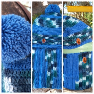 Férfi sapka, sál, szett, horgolt, kötött,  - ruha & divat - sál, sapka, kendő - sapka & sál szett - Meska.hu