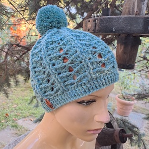 Női sapka, horgolt: Tengerzöld KIÁRUSÍTÁS! - ruha & divat - sál, sapka, kendő - sapka - Meska.hu