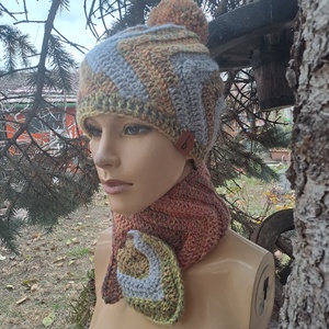 Női, férfi sapka, sál. KIÁRUSÍTÁS! ROXI,  horgolt, kötött szett - ruha & divat - sál, sapka, kendő - sapka & sál szett - Meska.hu