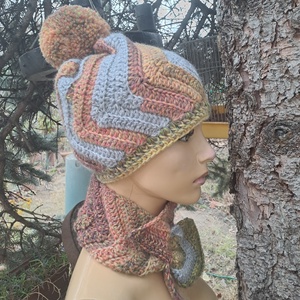 Női, férfi sapka, sál. KIÁRUSÍTÁS! ROXI,  horgolt, kötött szett - Meska.hu