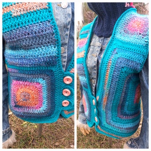 Turchese mellény, horgolt, egyedi - ruha & divat - női ruha - mellény - Meska.hu