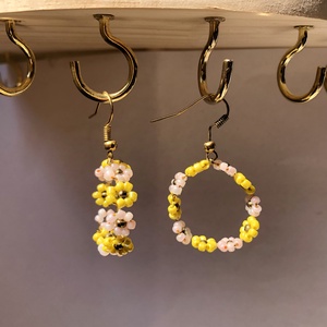 BabyFlower 006, Ékszer, Fülbevaló, Lógós kerek fülbevaló, Ékszerkészítés, Gyöngyfűzés, gyöngyhímzés, MESKA