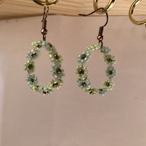 BabyFlower 004, Ékszer, Fülbevaló, Lógós kerek fülbevaló, Ékszerkészítés, Gyöngyfűzés, gyöngyhímzés, MESKA