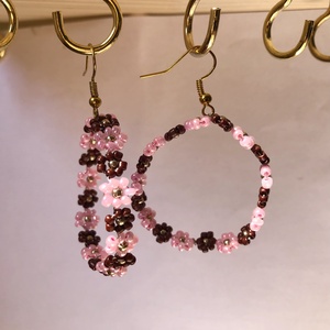 FlowerPower 001, Ékszer, Fülbevaló, Lógós kerek fülbevaló, Ékszerkészítés, Gyöngyfűzés, gyöngyhímzés, MESKA