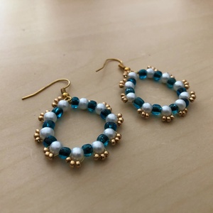 Starshine 001, Ékszer, Fülbevaló, Lógós kerek fülbevaló, Ékszerkészítés, Gyöngyfűzés, gyöngyhímzés, MESKA