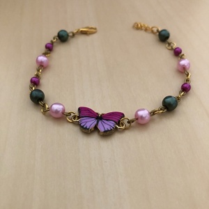 Butterfly 001, Ékszer, Karkötő, Charm karkötő, Ékszerkészítés, Gyöngyfűzés, gyöngyhímzés, MESKA