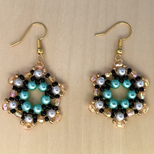 StarryNight 001, Ékszer, Fülbevaló, Lógó fülbevaló, Ékszerkészítés, Gyöngyfűzés, gyöngyhímzés, MESKA