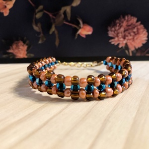 CandyCane 002, Ékszer, Karkötő, Gyöngyös karkötő, Ékszerkészítés, Gyöngyfűzés, gyöngyhímzés, MESKA