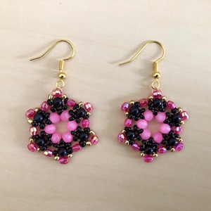 StarryNight 002, Ékszer, Fülbevaló, Lógó fülbevaló, Ékszerkészítés, Gyöngyfűzés, gyöngyhímzés, MESKA