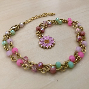 SpringFlower 001, Ékszer, Nyaklánc, Medálos nyaklánc, Ékszerkészítés, Gyöngyfűzés, gyöngyhímzés, MESKA