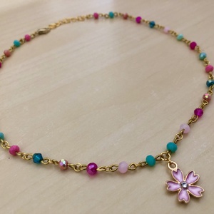 SpringFlower 002, Ékszer, Nyaklánc, Medálos nyaklánc, Ékszerkészítés, Gyöngyfűzés, gyöngyhímzés, MESKA