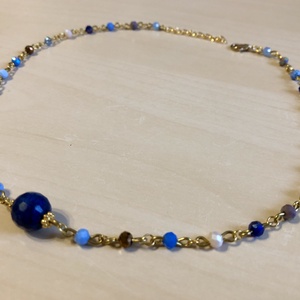 Lazurit G01, Ékszer, Nyaklánc, Medálos nyaklánc, Ékszerkészítés, Gyöngyfűzés, gyöngyhímzés, MESKA