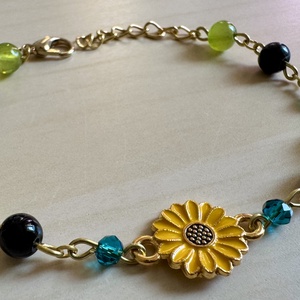 Sunflower G01, Ékszer, Karkötő, Gyöngyös karkötő, Ékszerkészítés, Gyöngyfűzés, gyöngyhímzés, MESKA
