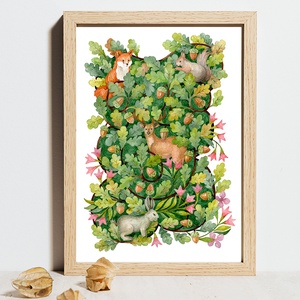 Tölgyfák között - Print (Akvarell), Otthon & Életmód, Dekoráció, Kép & Falikép, Művészi nyomat, Fotó, grafika, rajz, illusztráció, Festészet, MESKA