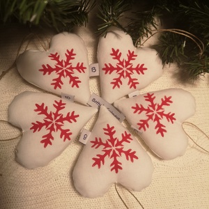 Karácsonyi hópelyhes szívek - nagy - karácsony - karácsonyi lakásdekoráció - karácsonyfadíszek - Meska.hu