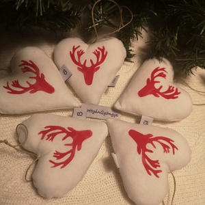 Karácsonyi szarvas fejes szívek - nagy - karácsony - karácsonyi lakásdekoráció - karácsonyi manók, figurák - Meska.hu