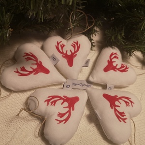 Karácsonyi szarvas fejes szívek - nagy - karácsony - karácsonyi lakásdekoráció - karácsonyi manók, figurák - Meska.hu